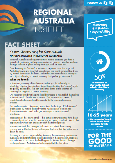 From Recovery to Renewal: Natural Disaster in Regional Australia